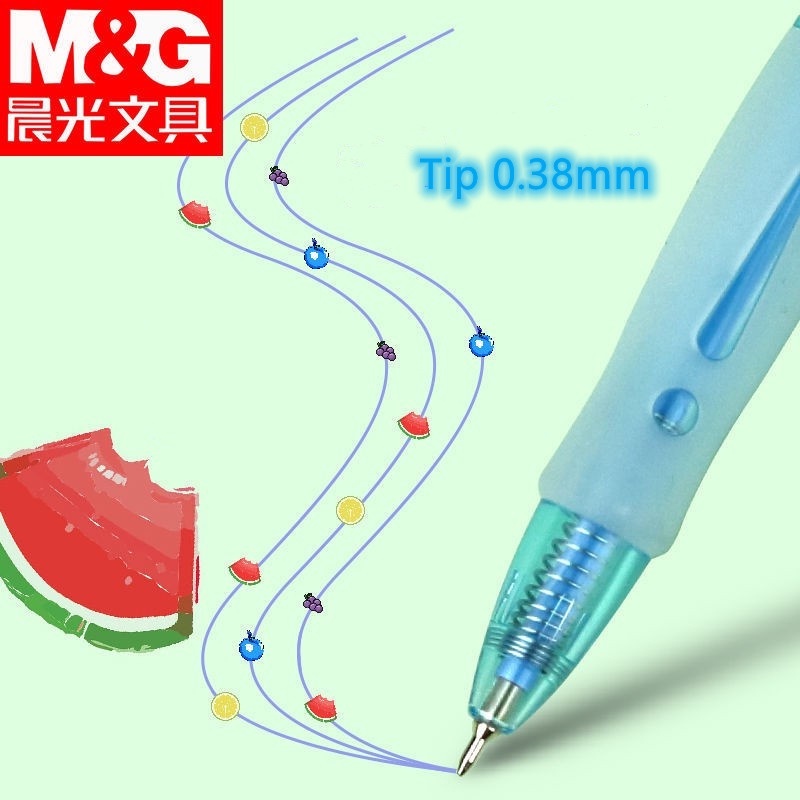 Bút bi nước mực gel bút bi cute mực xanh dương ngòi 0.38 mm màu Hoa quả dễ thương