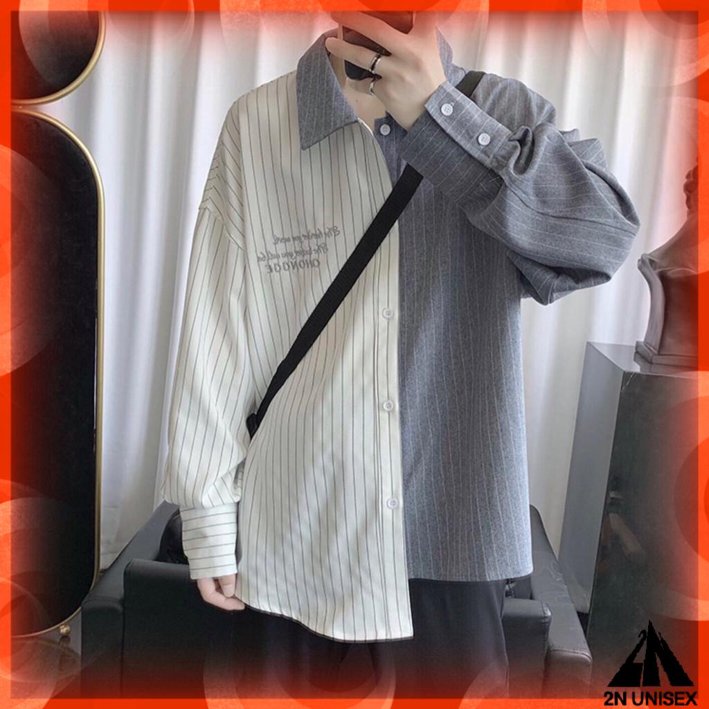 [ Có ảnh thật ] Áo sơ mi form rộng unisex - áo sơ mi nam nữ oversize phối 2 màu | BigBuy360 - bigbuy360.vn