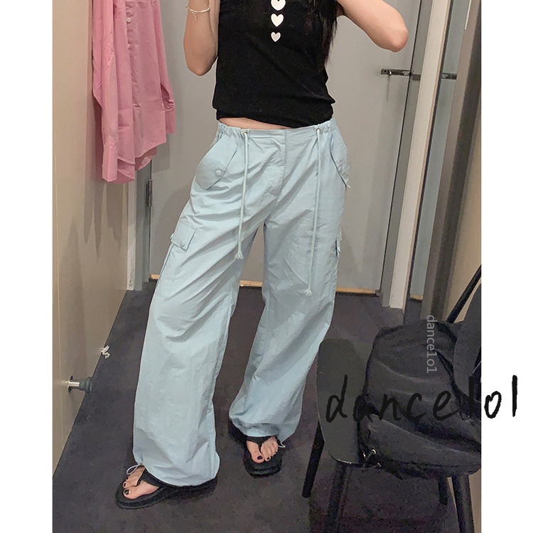 Quần Dài Lưng Cao Màu Trơn Khiêu Vũ1O1-Y2k Thời Trang Xuân Thu Cho Nữ