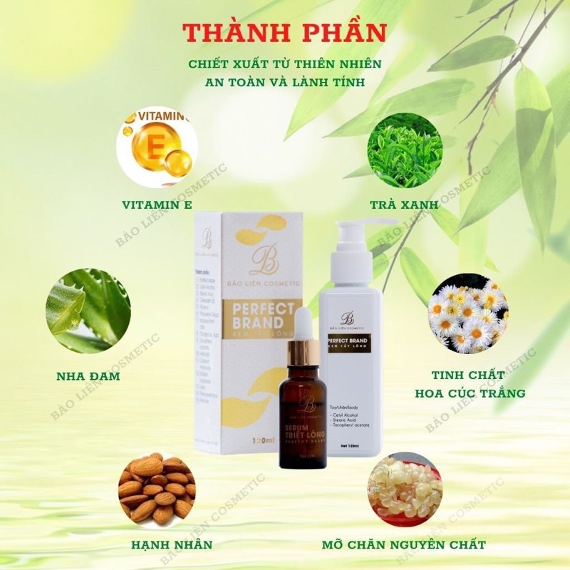 Kem Tẩy Lông Bảo Liên  - Perfect Brand tẩy mọi loại lông vĩnh viễn nhanh gọn chỉ 5 phút sạch mịn và căng da