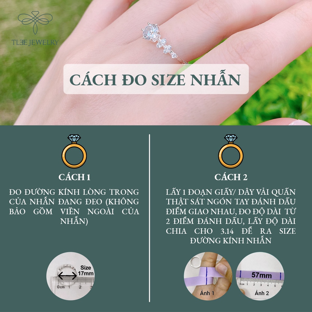 Nhẫn bạc nữ TLEE Elise Prince nạm đá sang trọng NJC A0151