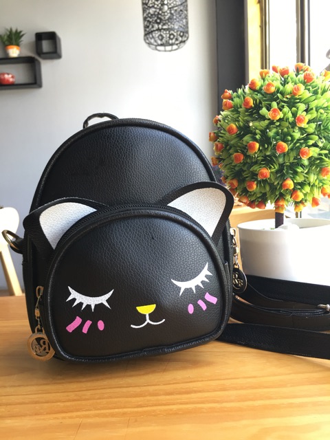 Balo Nữ Thời Trang Họa Tiết Mèo Xinh Xắn Size 18