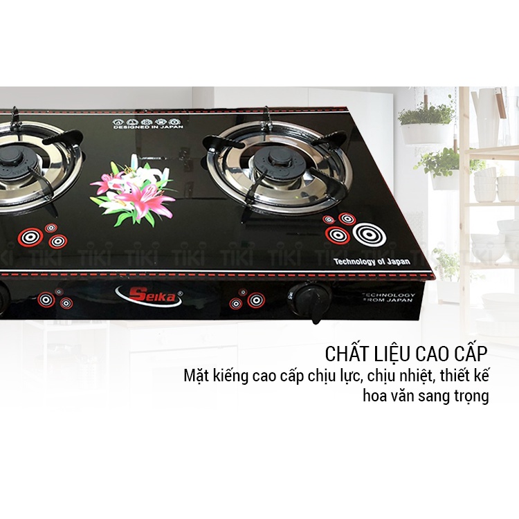 Bếp Gas Đôi Mặt Kính (Sen Nhôm) SEIKA hàng xuất Nhật Bản SKB113 Hàng Chính Hãng