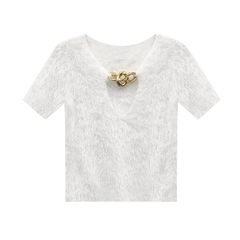 IELGY Áo Kiểu Dáng Ngắn Phối Dây Xích Cá Tính Dễ Phối Đồ Thời Trang Cho Nữ