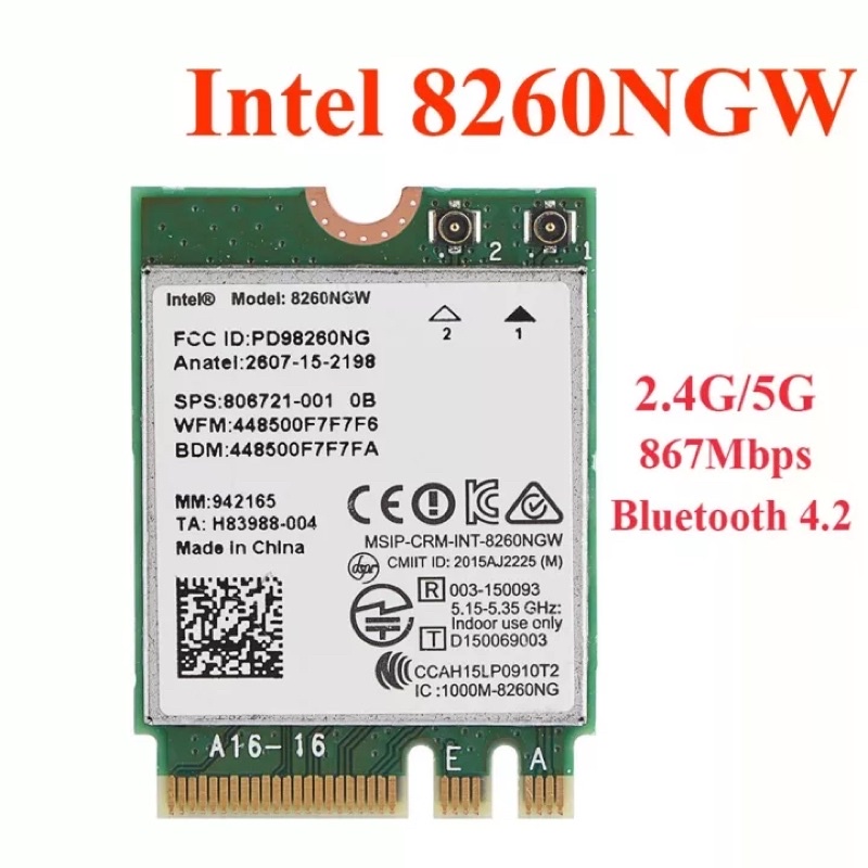 Card wifi m2 intel 8260, intel 7265