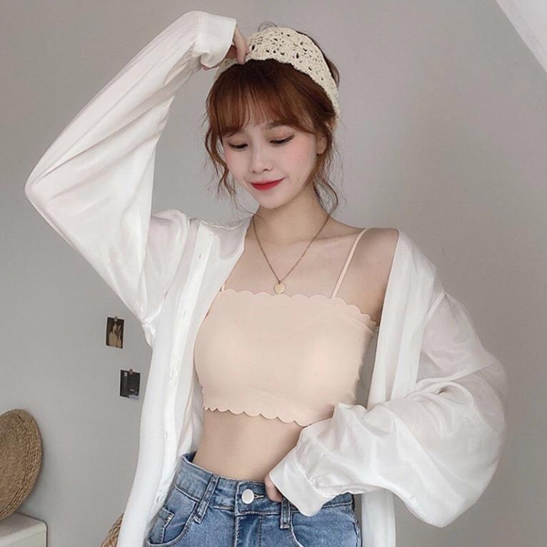 ❤️ Áo Bra Đúc Su Tăm Viền Sóng 2 Dây Mềm Mát Có Mút Ngực 235 ❤️