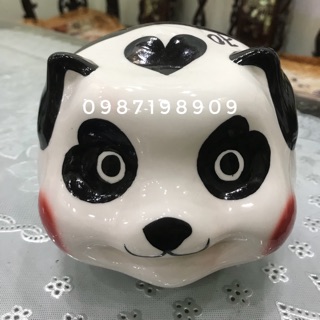 Lợn đất Bát Tràng hình gấu trúc bé