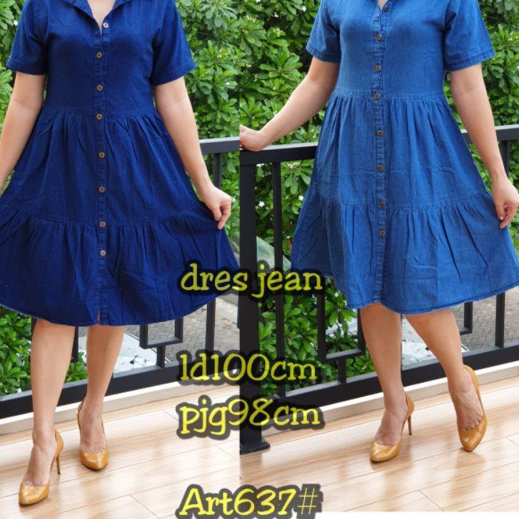 Váy Quần Jean Trơn Cổ Áo KANCING 637 Quần Jean Cao Cấp
