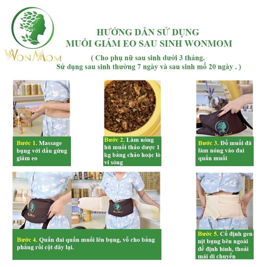 [CHÍNH HÃNG WONMOM] HỘP 1KG MUỐI THẢO MỘC QUẤN BỤNG, SĂN CHẮC VÒNG BỤNG SAU SINH WONMOM – MUỐI QUẤN BỤNG TAN MỠ