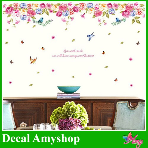 COMBO 4 bộ decal dán tường Hoa dán trang trí phòng khách - phòng ngủ (inbox shop chọn mẫu)