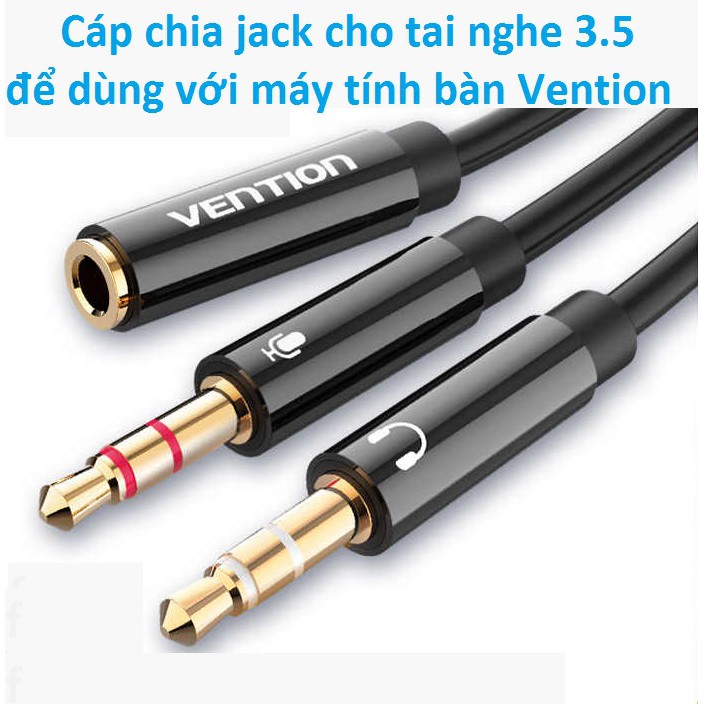 Cáp chia jack cho tai nghe 3.5 để dùng với máy tính bàn Vention