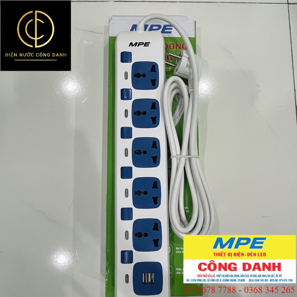 Ổ cắm dây đa năng có cổng sạc USB MPE