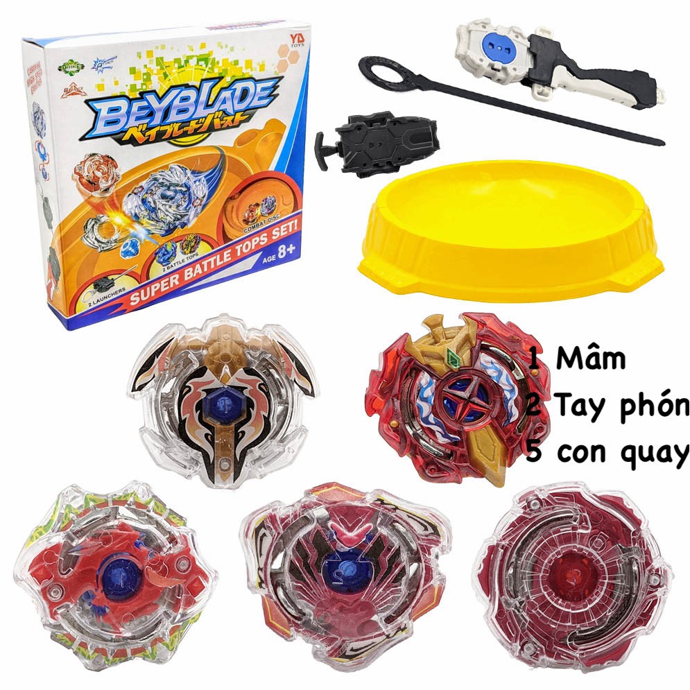 2 Bộ Con Quay BEYBLADE BRUST Có Tay Cầm + Mâm Đấu Lớn 40cm