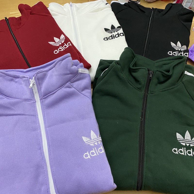 Áo Khoác Thể Thao 3 Sọc Nữ 🌺 Jacket thể thao nỉ bông màu ĐEN | TRẮNG | ĐỎ | XANH | TÍM Ulzzang 🌺 | BigBuy360 - bigbuy360.vn