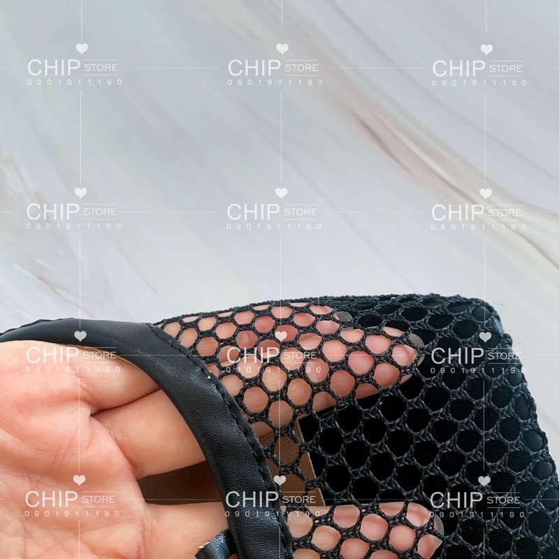 GIÀY CAO GÓT MŨI VUÔNG PHỐI LƯỚI
