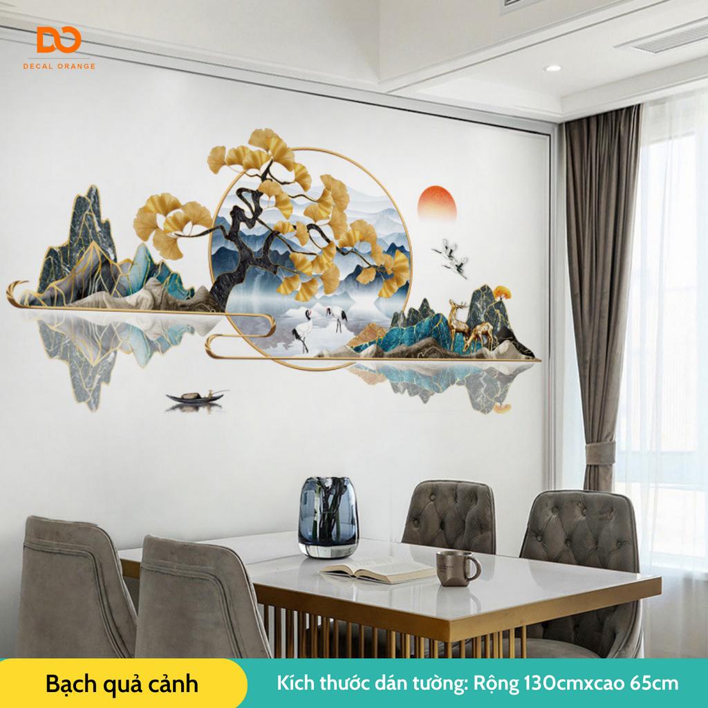 Decal dán tường 3D bạch quả cảnh trang trí phòng ngủ phòng khách DO136