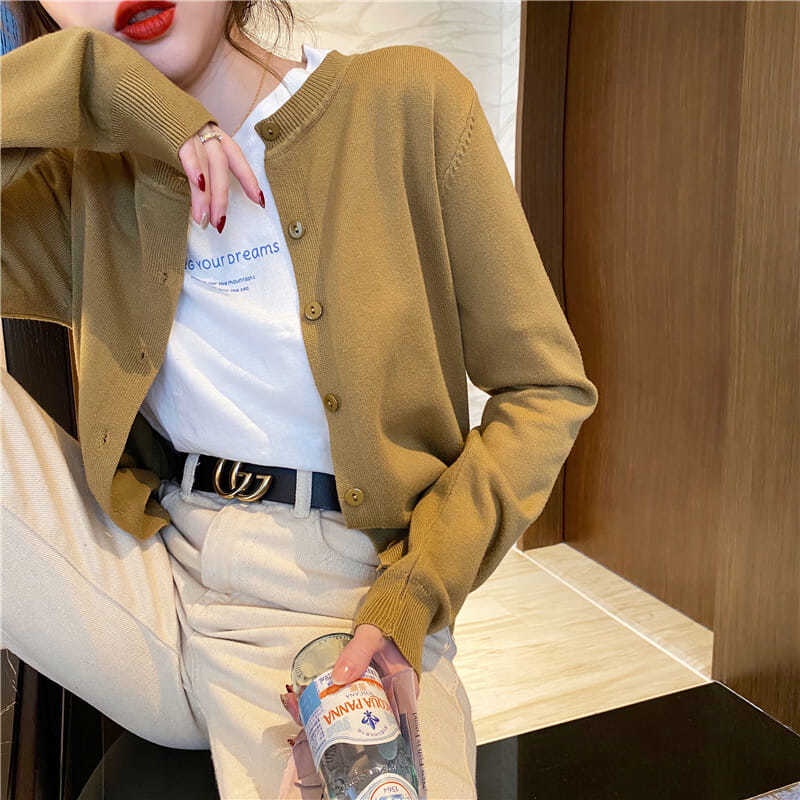 Áo khoác cardigan dệt kim tay dài thời trang mùa thu cho nữ