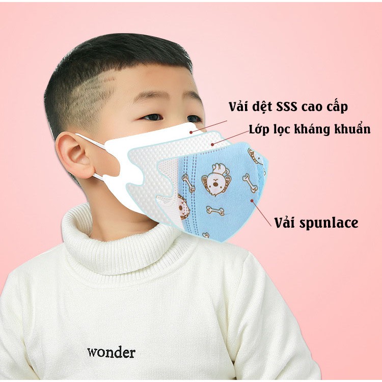 Khẩu trang 3D trẻ em kháng khuẩn 3 lớp túi 5 chiếc dành cho trẻ có túi rip mẫu gửi ngẫu nhiên | BigBuy360 - bigbuy360.vn