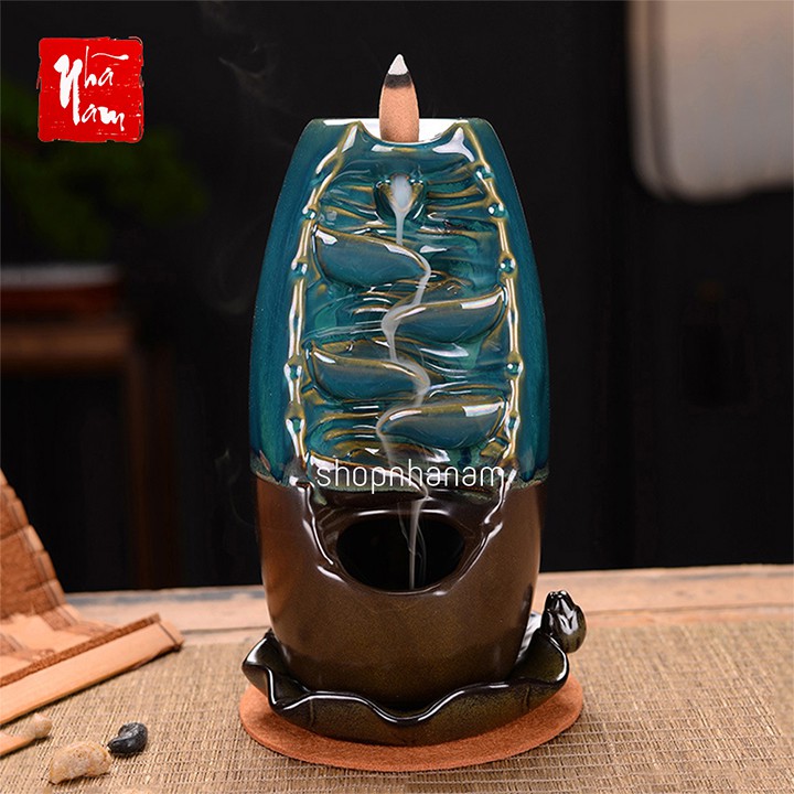 Thác Khói Trầm Hương Chảy Ngược Thác Suối Men Ngọc Gốm Sứ Hình Nón Độc Đáo