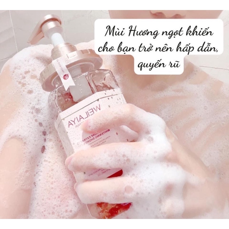 Sữa tắm trắng da cánh hoa hồng Damask ép lạnh chính hãng Weilaiya | BigBuy360 - bigbuy360.vn