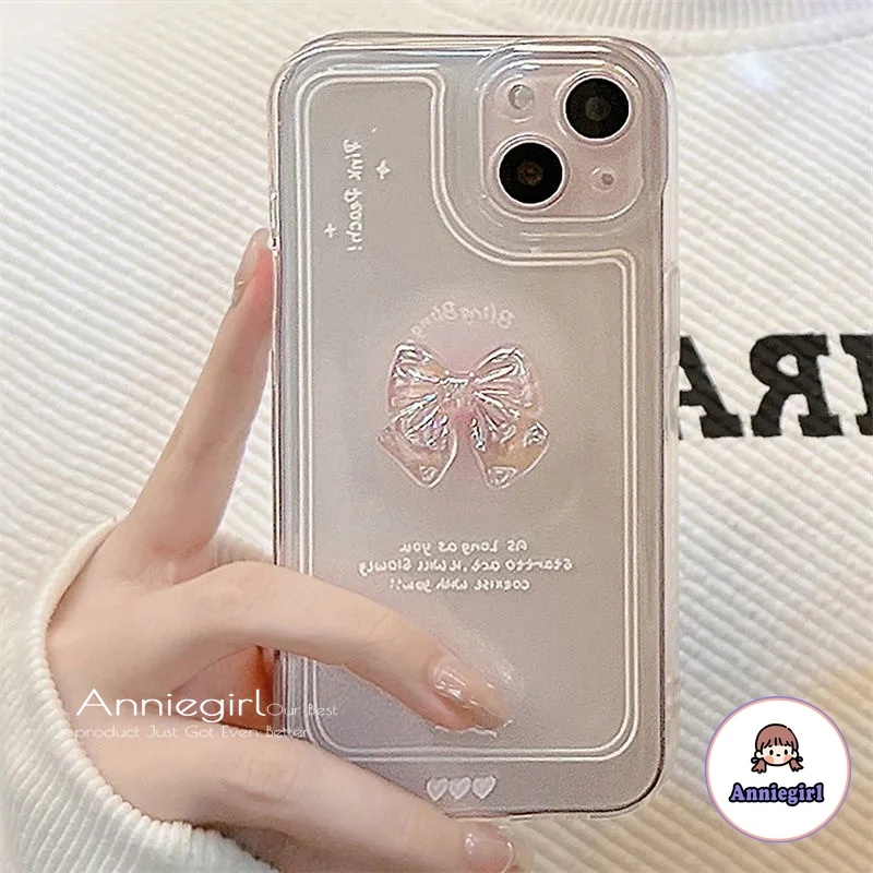 Ốp Điện Thoại TPU Mềm Siêu Mỏng Chống Sốc Đính Nơ 3D Cho IPhone 14 13 12 11 Pro Max X XR