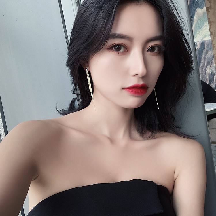 Bông Tai Bạc 925 Kiểu Dây Tua Dài Thanh Lịch Thời Trang