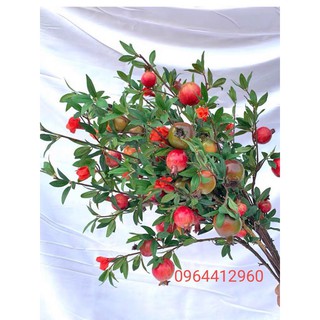 Cành lựu giả HÀNG CAO CẤP - Cành lựu trang trí ( 5 quả 3 hoa)