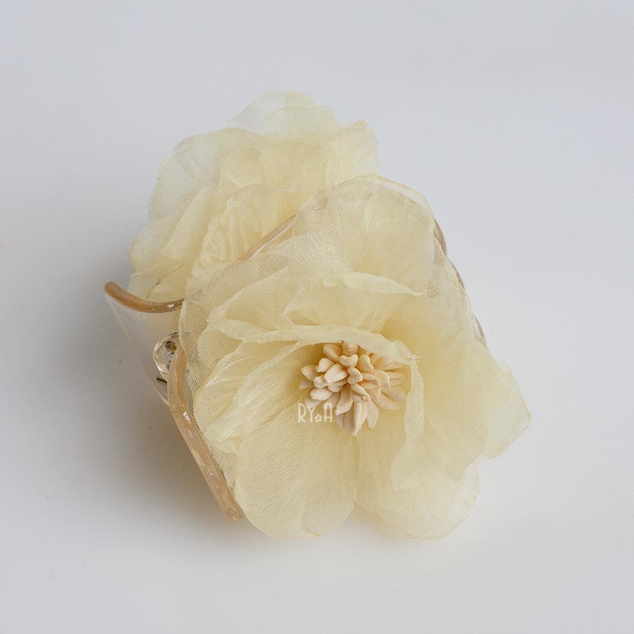 Kẹp tóc càng cua 5 răng hoa ruy băng satin RYA 71443