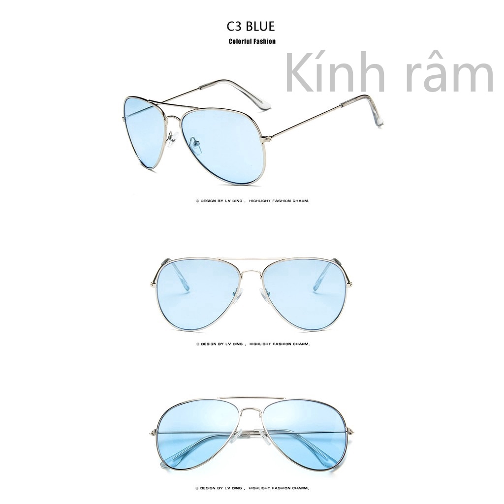 Kính mát 3027 gọng kim loại tròn thời trang cho nữ