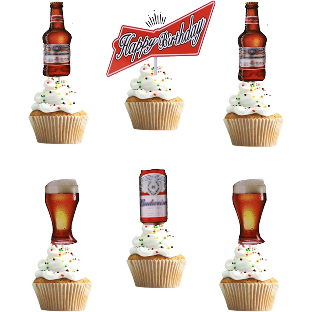 Set 6 Phụ Kiện Trang Trí Chai Bia/Sinh Nhật Dễ Thương