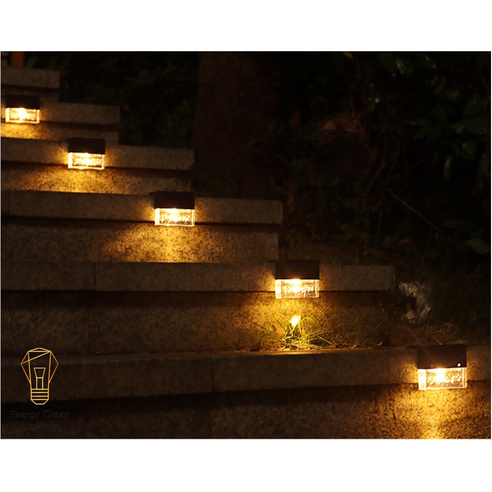 Đèn Led Gắn Tường Energy Green Lighting Pha lê Kiểu Viền Vuông SL-615 - Năng Lượng Mặt Trời - 2 Chế Độ Ánh Sáng Vàng