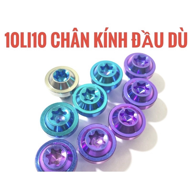 Ốc titan 10li10 dù dày gắn chân kính tất cả dòng xe đủ màu cực đẹp