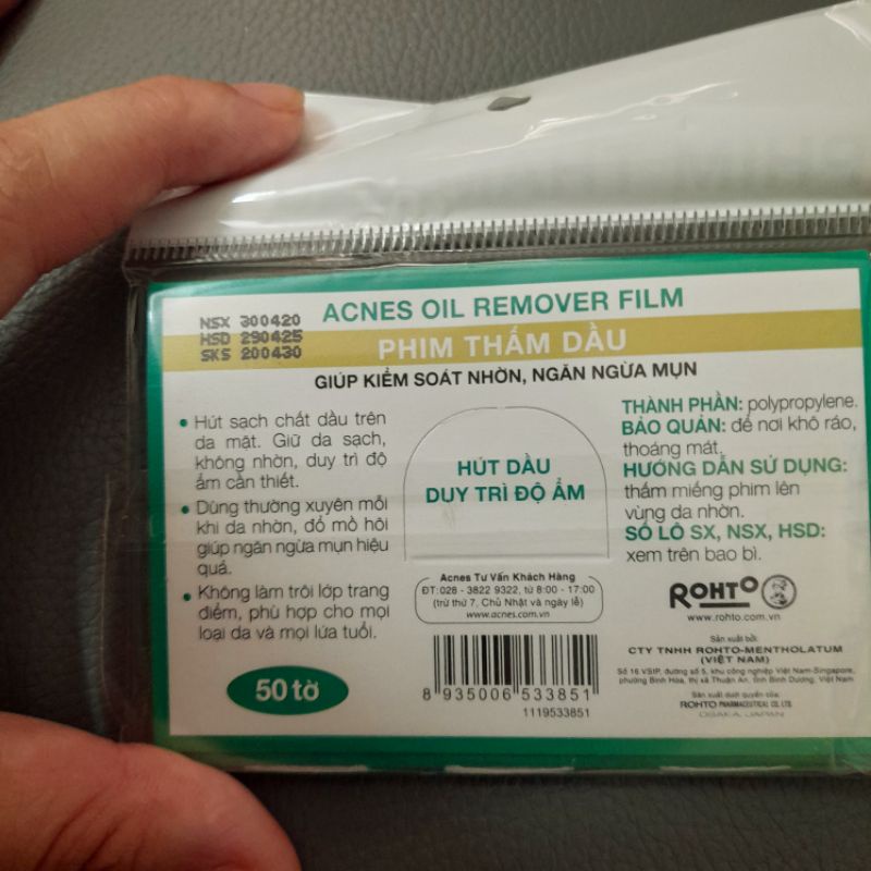 Phim thấm dầu Acnes Oil Remover Film (50 tờ)