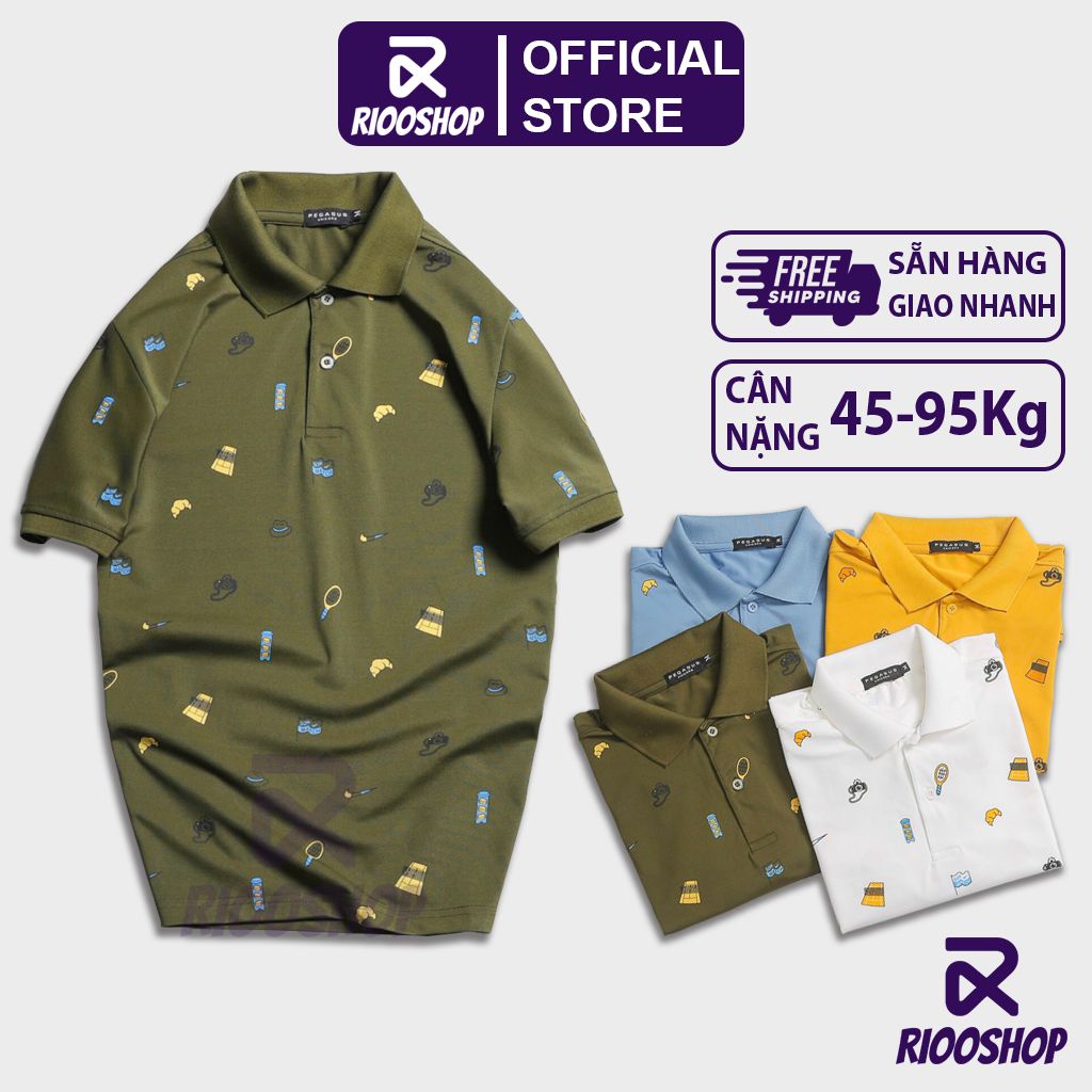 Áo polo nam có cổ họa tiết, áo thun nam có cổ vnxk cộc tay, xịn, form regular, vải dày, có size lớn, đẹp RIOOSHOP RSP016