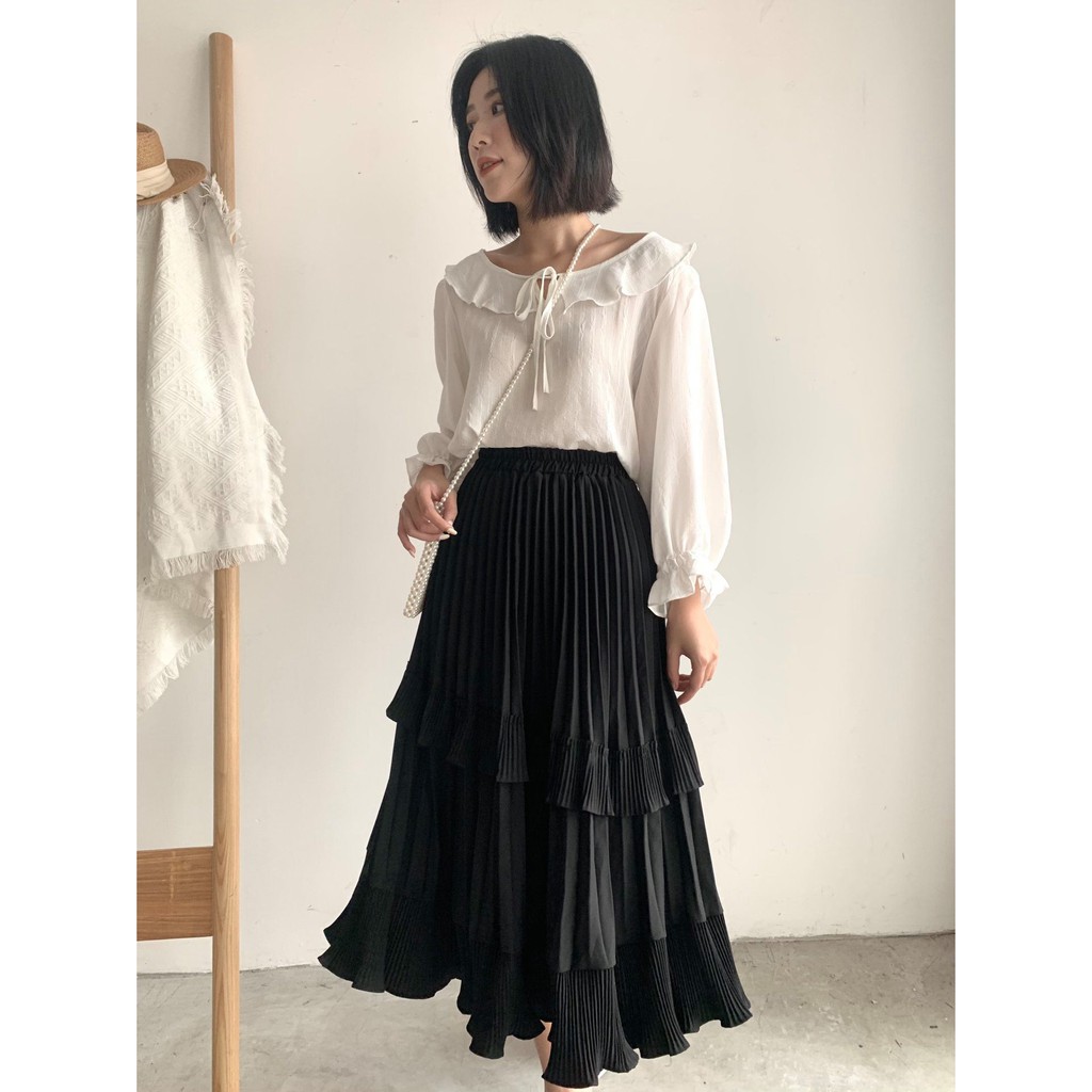 [26Studio] Áo kiểu cổ bèo cột nơ Sophia Top