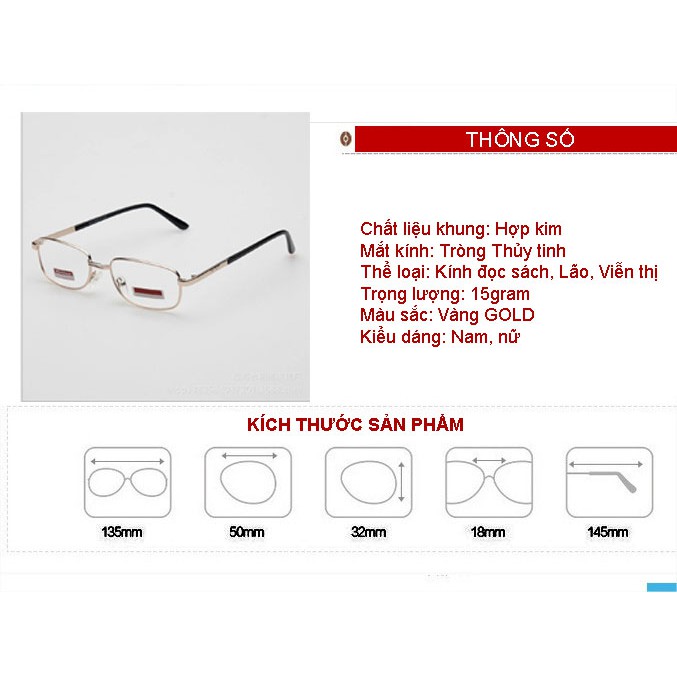 Kính lão thị AKITA rõ và sáng kính trung niên nam nữ tròng Thủy tinh chống xước