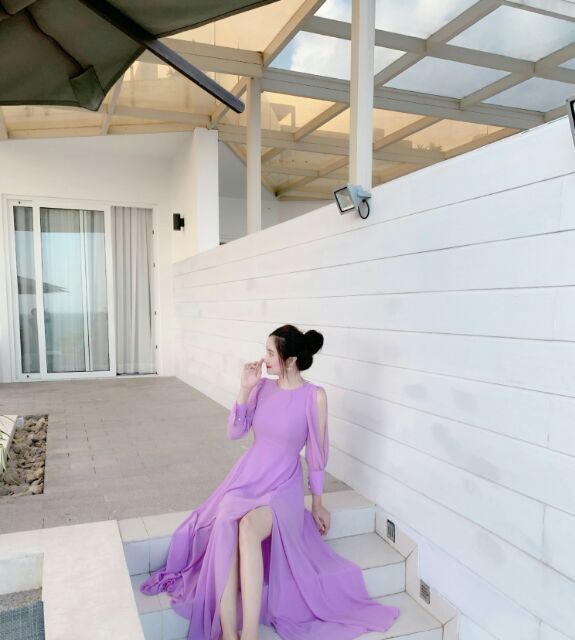 (free chỉnh sửa váy) maxi von tay dài xẻ tà hai bên hở chân dự tiệc du lịch đi biển cao cấp | BigBuy360 - bigbuy360.vn