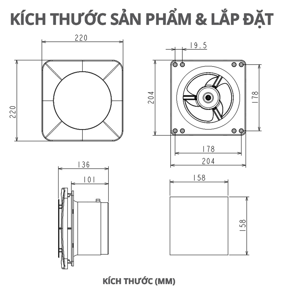 [Mã BMINC50 giảm 10% đơn 99K] Quạt Thông Gió Hút Mùi Gắn Tường WHIFA Model VDB-15CK (N) Màu Trắng - Hàng Nhập Khẩu