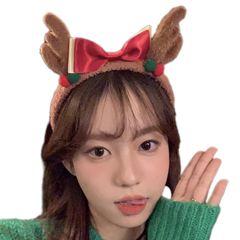 Băng Đô Cài Tóc Hình Sừng Tuần Lộc Bằng Lông Nhung Dễ Thương Xinh Xắn