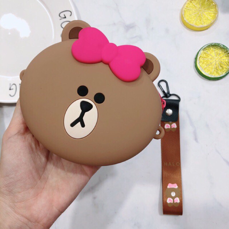 Túi Ví Đựng Phụ Kiện Hình Gấu Brown Kèm Strap