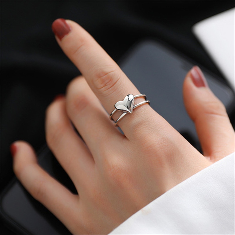 1 Nhẫn Hở Mạ Bạc 925 Hình Trái Tim Đơn Giản Thời Trang