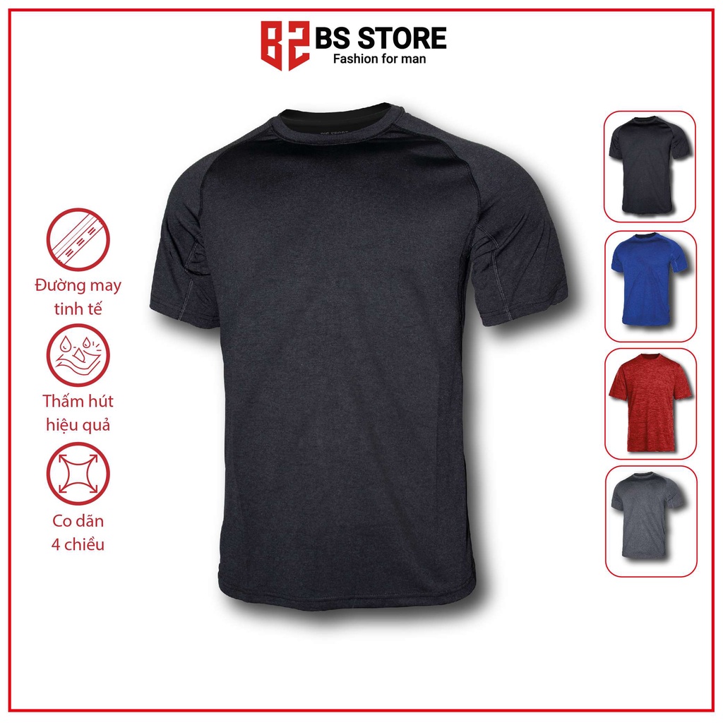 Áo thun nam tập gym cổ tròn BSSTORE,áo thun cổ tròn tập gym vải co giãn thoáng mát giúp vận động - BSSTORE (bs12)