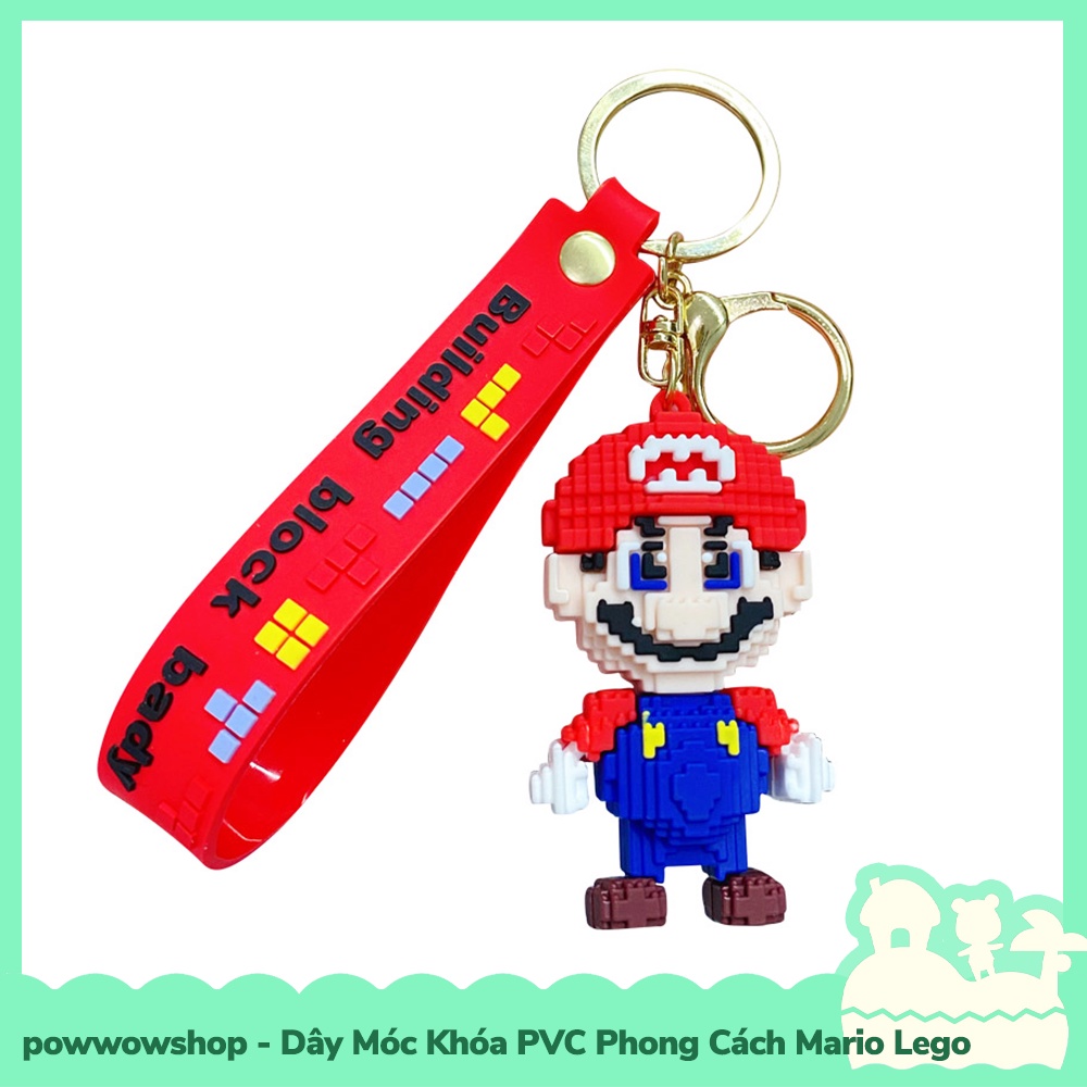 [Sẵn VN - Hỏa Tốc] Dây Móc Khóa PVC Kiểu Dáng Nhân Vật Game Super Mario Phong Cách Lego