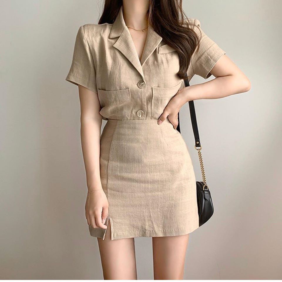 SET ÁO VEST + CHÂN VÁY XẺ