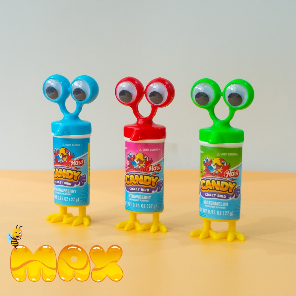 Kẹo mút chấm bột đường Hovi Crazy Bird 3 vị hãng Zed Candy Hà Lan