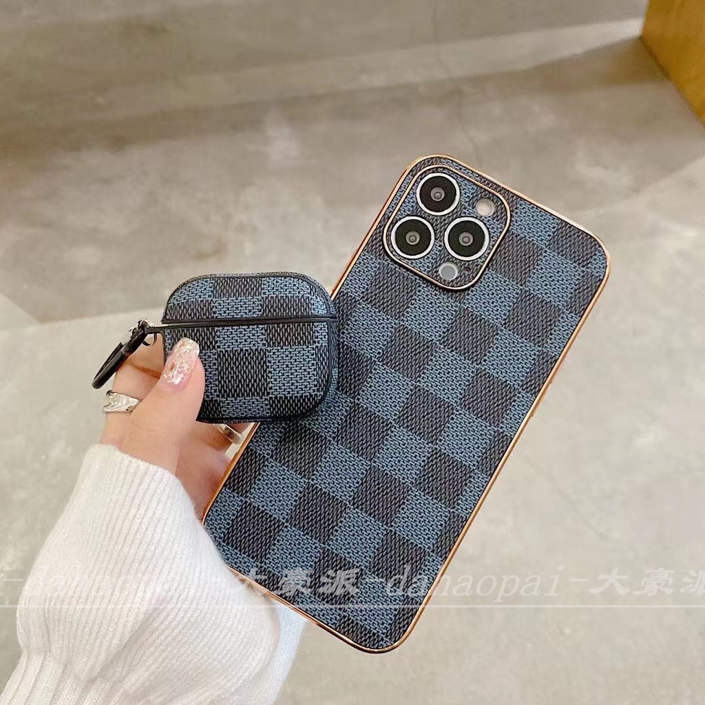 Ốp Điện Thoại Da Mạ Điện Haige Cho iPhone 14 Pro max 13 12 11 Phone Case AirPods 3 Pro 2 1