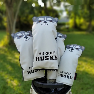 Siberian Husky Golf Thanh Gỗ Bộ Head Cover Dễ Thương Phim Hoạt Hình Câu Lạc Bộ Vỏ Bảo Vệ Cap Push Rod Set nrUk