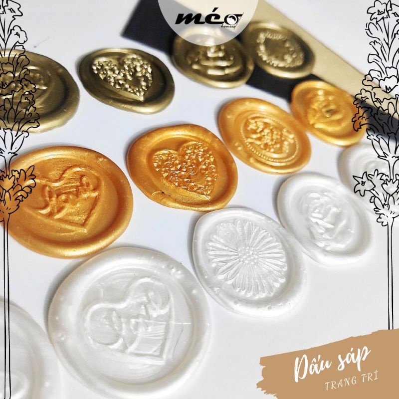 DẤU SÁP Wax Seal - GOLD Style (100% hàng thủ công) niêm phong bao thư, thiệp cưới , trang trí sổ tay, bao bì