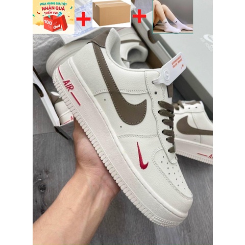 Giày thể thao Nike_AF1 vệt nâu, Giày sneaker Air Force 1 Low White Brown nam nữ  2022