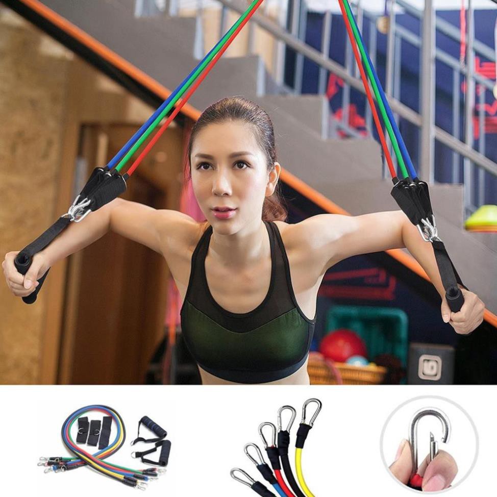 Bộ 5 dây ngũ sắc đàn hồi tập thể hình cao cấp - dụng cụ tập gym - thể thao